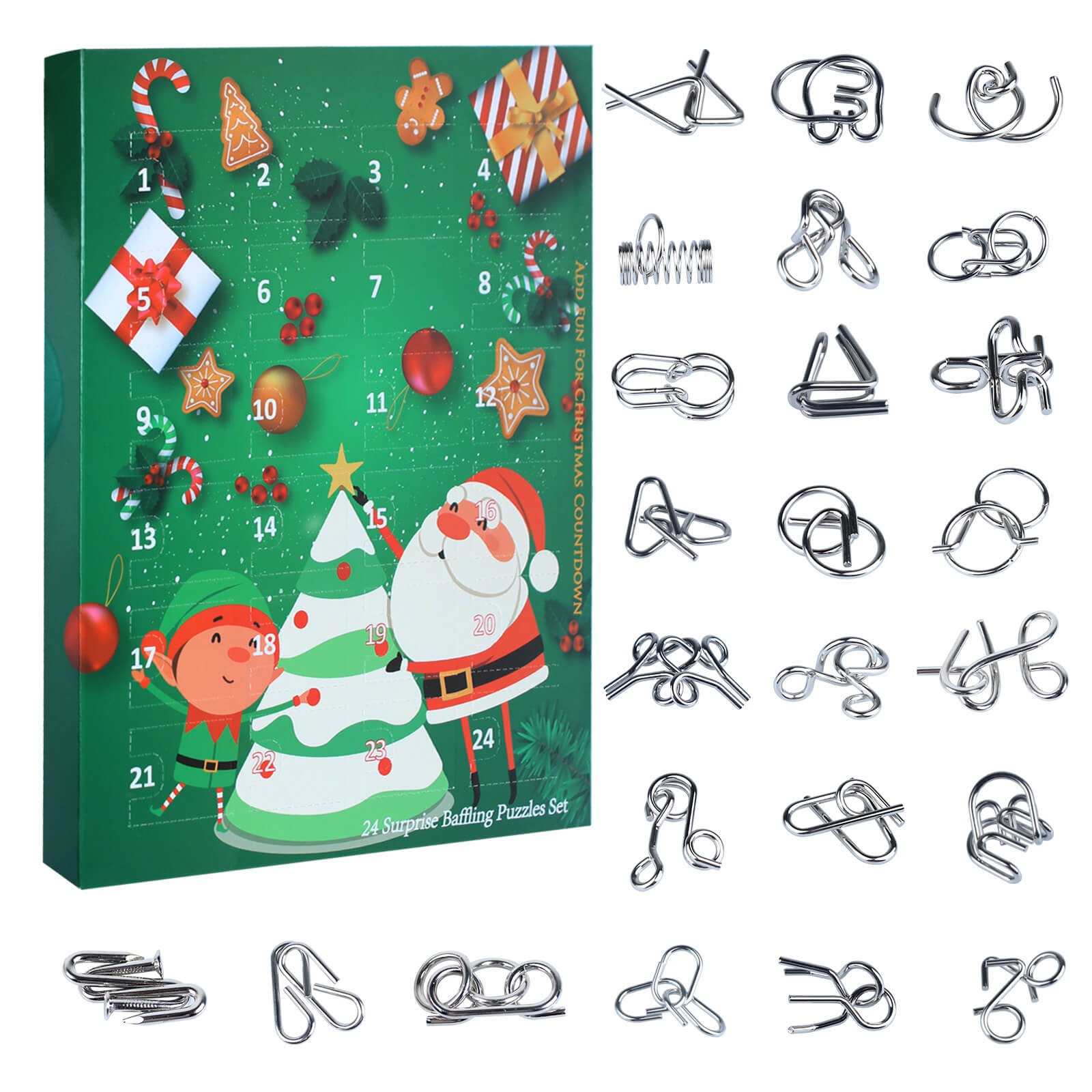 24 Christmas Advent Calendar Wooden Luban Lock Brainteaser Puzzle Toy 24 Christmas Advent Calendar Wooden Luban Lock Brainteaser Puzzle Toy
