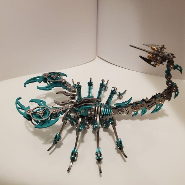 3D Metal Model Kit - Mechanical Scorpion King DIY Puzzle, 185 Pieces, Gold Finish, Brain Teaser For Adults & Teens