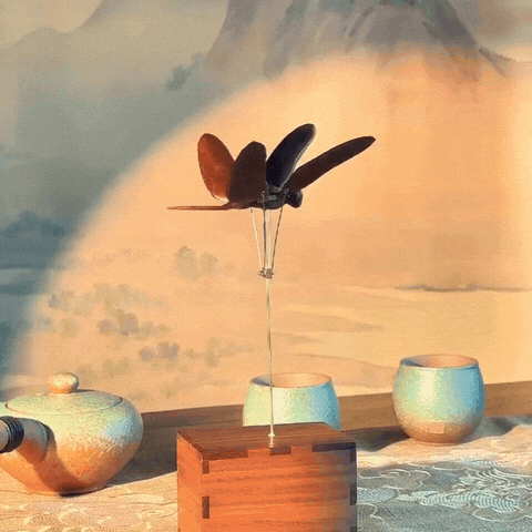 Mechanical Dragonfly Wooden Automaton Moving Wooden Sculpture