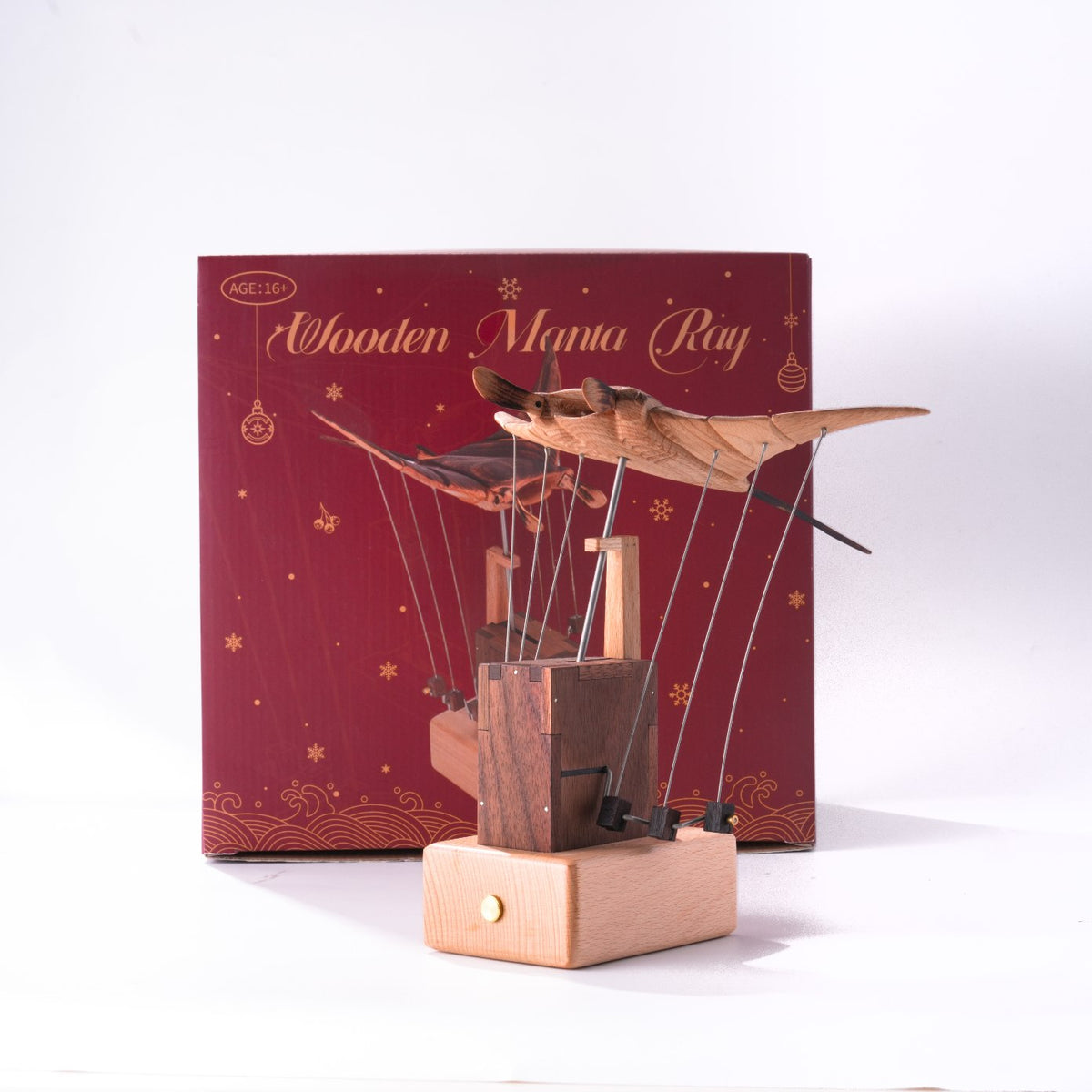 Handcarved Wooden Manta Ray Automata Mechanical Sculpture