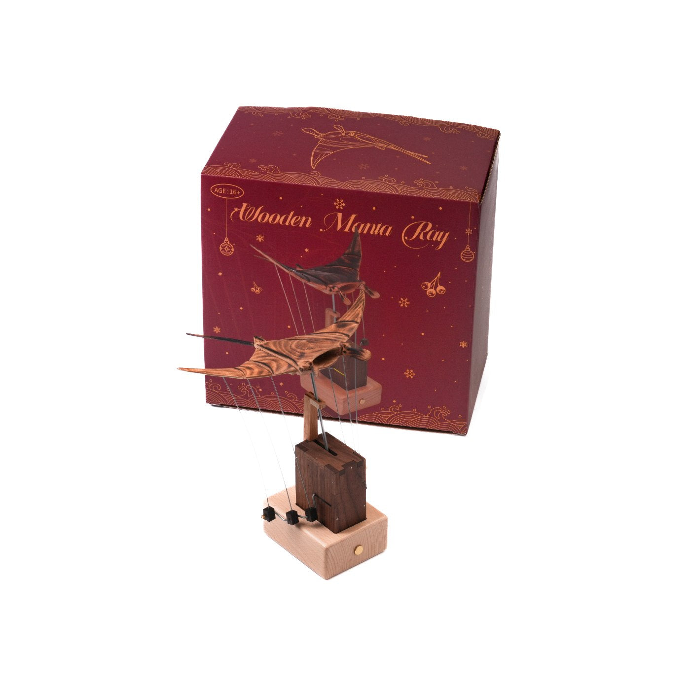 Handcarved Wooden Manta Ray Automata Mechanical Sculpture