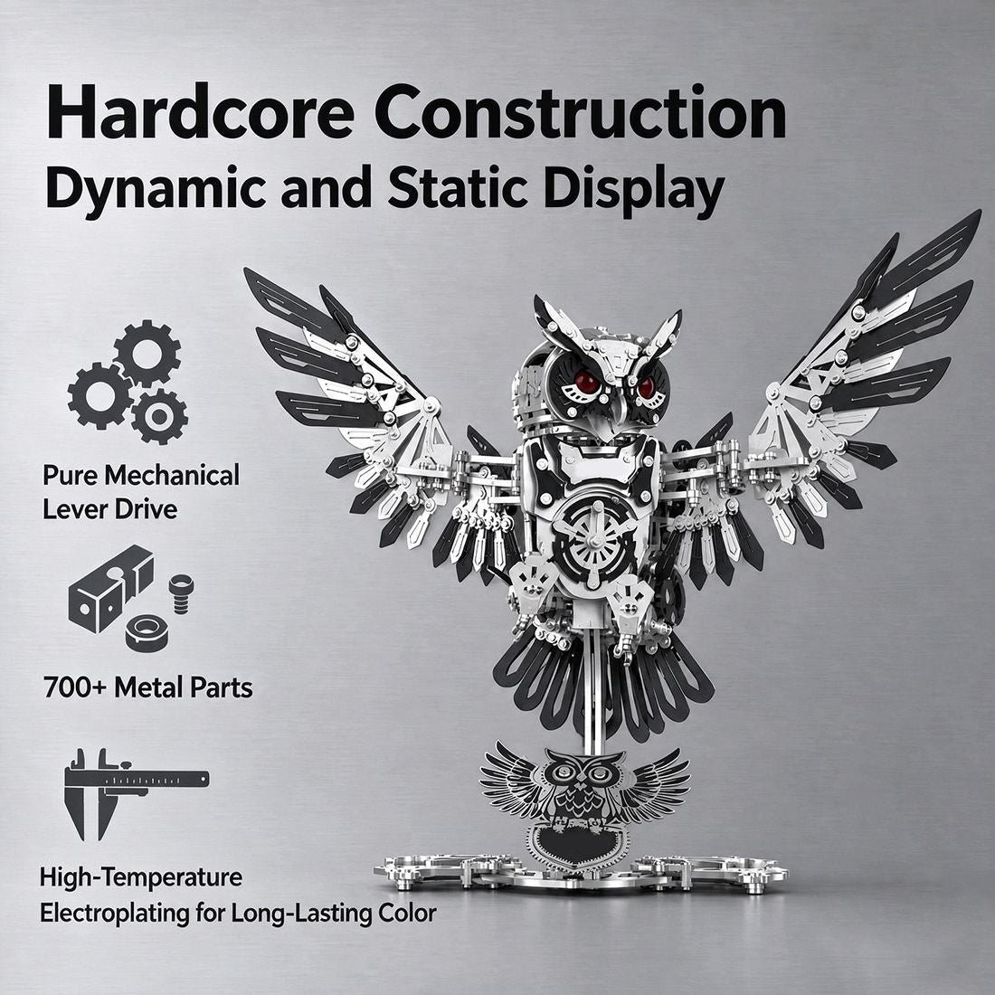Metal Owl 3D Model DIY Mechanical Assembly Kit 700+ PCS