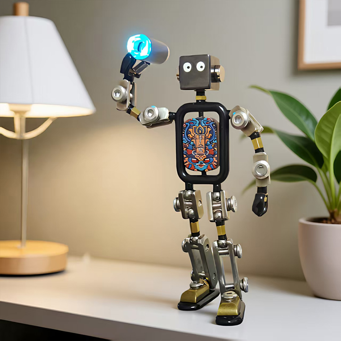 Articulated Robot Desk Lamp Creative Collectible Figure(Pre-Assembled)
