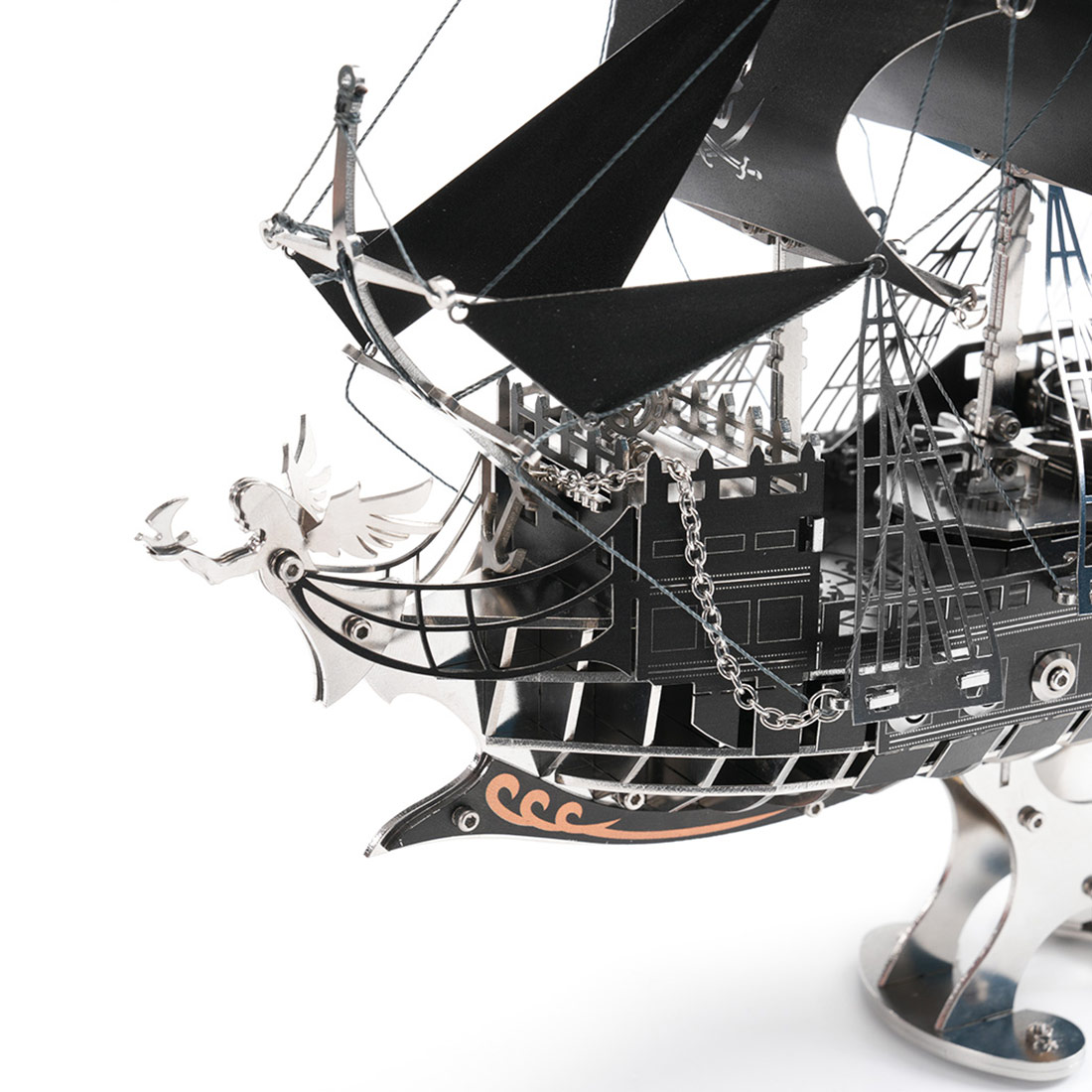 Black Metal 3D Pirate Ship Model Kit 300+ PCS DIY Sailing Ship Creative Mechanical Display Build Kit
