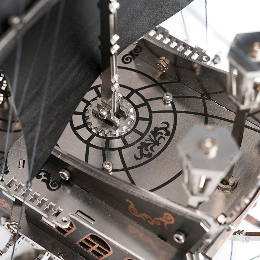 Black Metal 3D Pirate Ship Model Kit 300+ PCS DIY Sailing Ship Creative Mechanical Display Build Kit