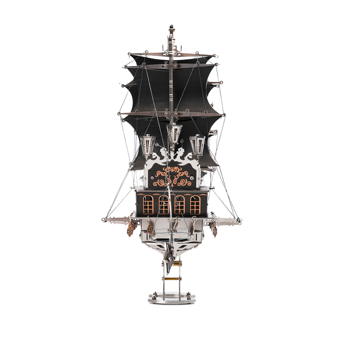 Black Metal 3D Pirate Ship Model Kit 300+ PCS DIY Sailing Ship Creative Mechanical Display Build Kit