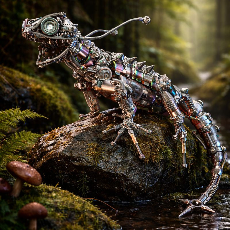 DIY Steampunk Chameleon Lizard Mechanical  3D Metal Model Kit 1000PCS Difficult Puzzle