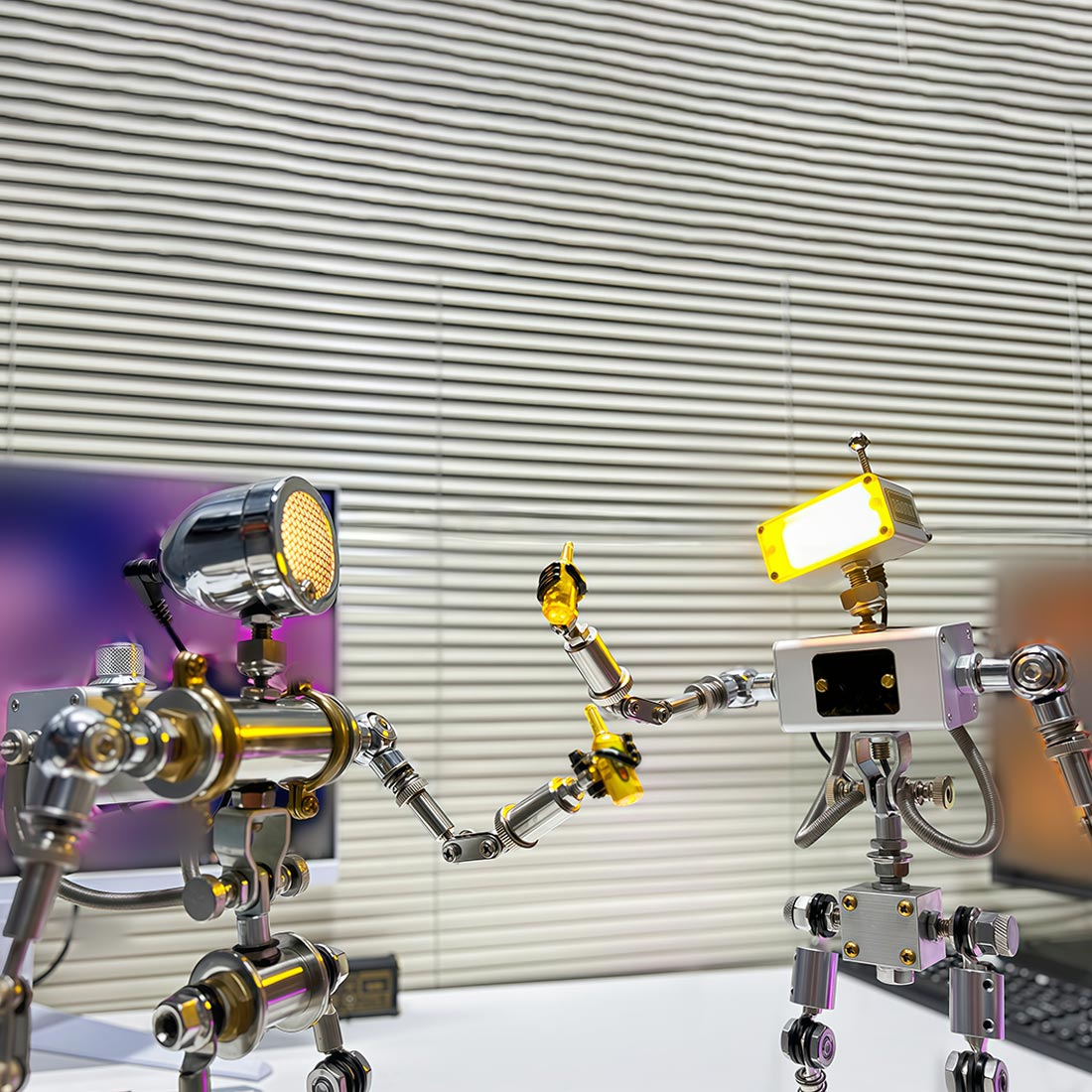 Futuristic Robot Desk Decoration with Adjustable Ambient Light(Pre-Assembled)