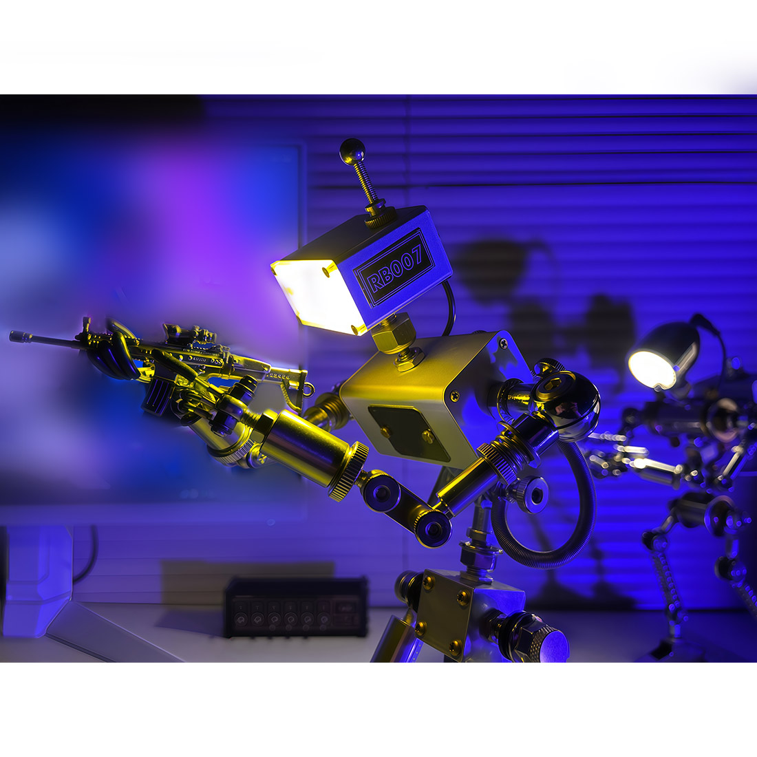 Futuristic Robot Desk Decoration with Adjustable Ambient Light(Pre-Assembled)
