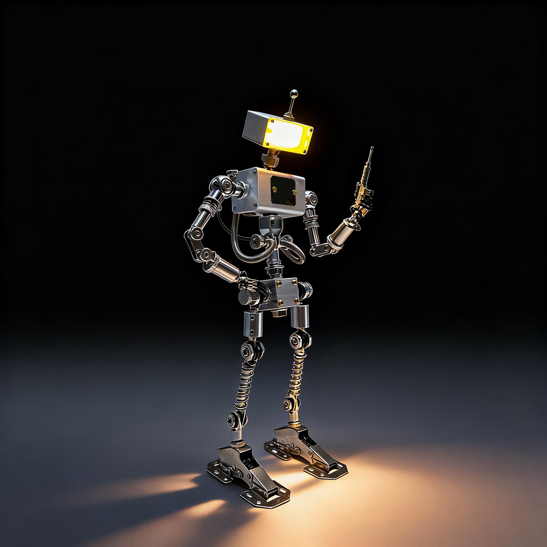 Futuristic Robot Desk Decoration with Adjustable Ambient Light(Pre-Assembled)