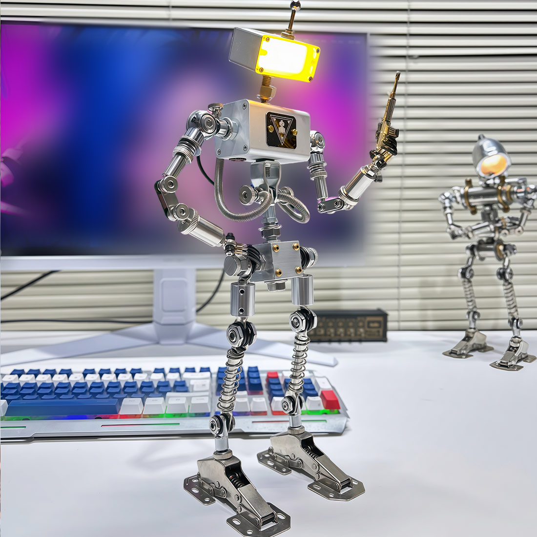 Futuristic Robot Desk Decoration with Adjustable Ambient Light(Pre-Assembled)