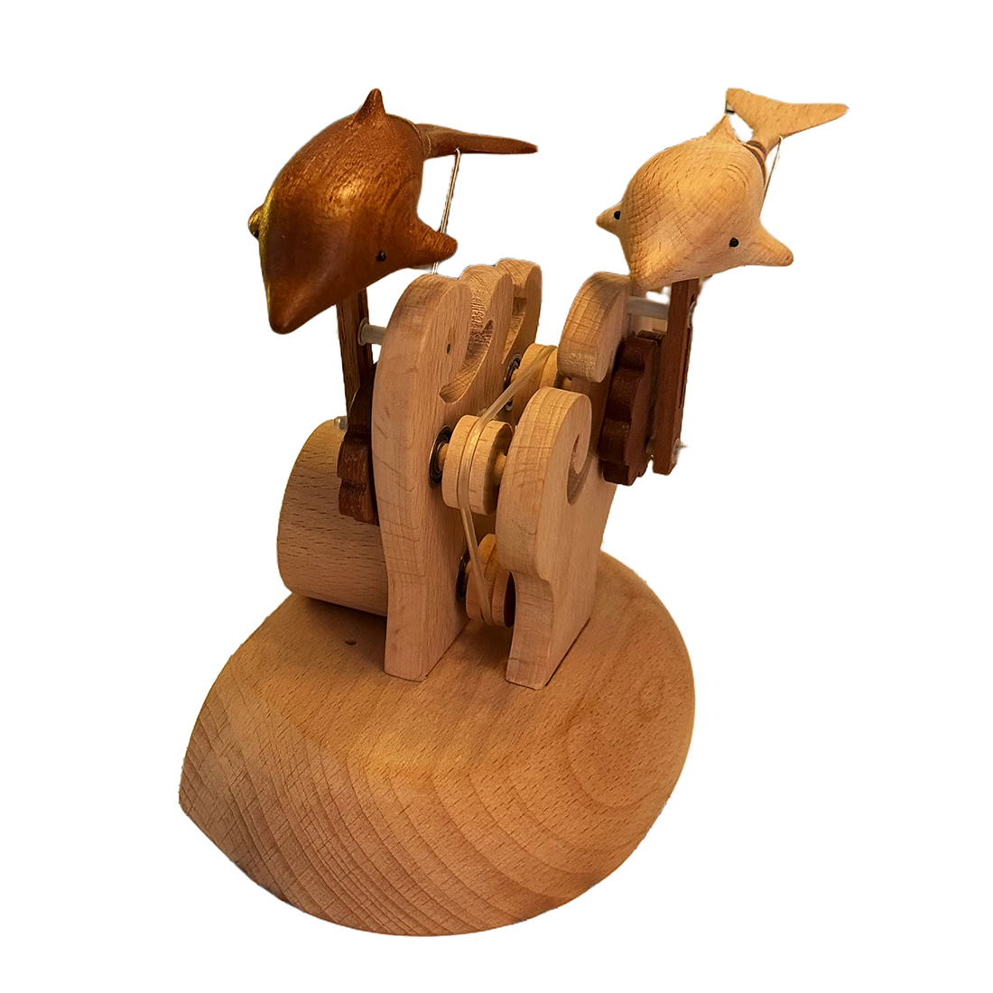 Handcarved Wooden Dolphin Automata Mechanical Sculpture