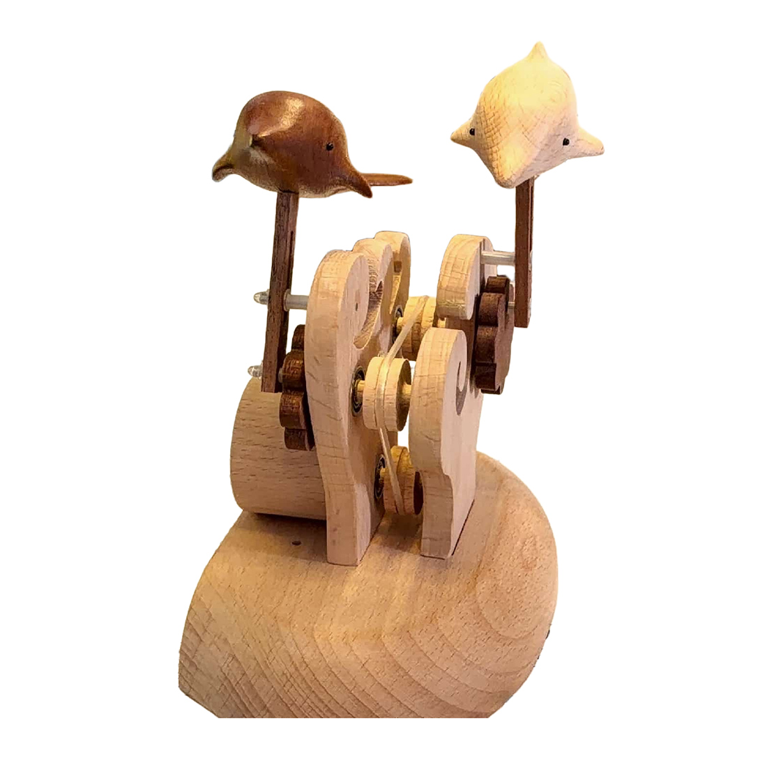 Handcarved Wooden Dolphin Automata Mechanical Sculpture