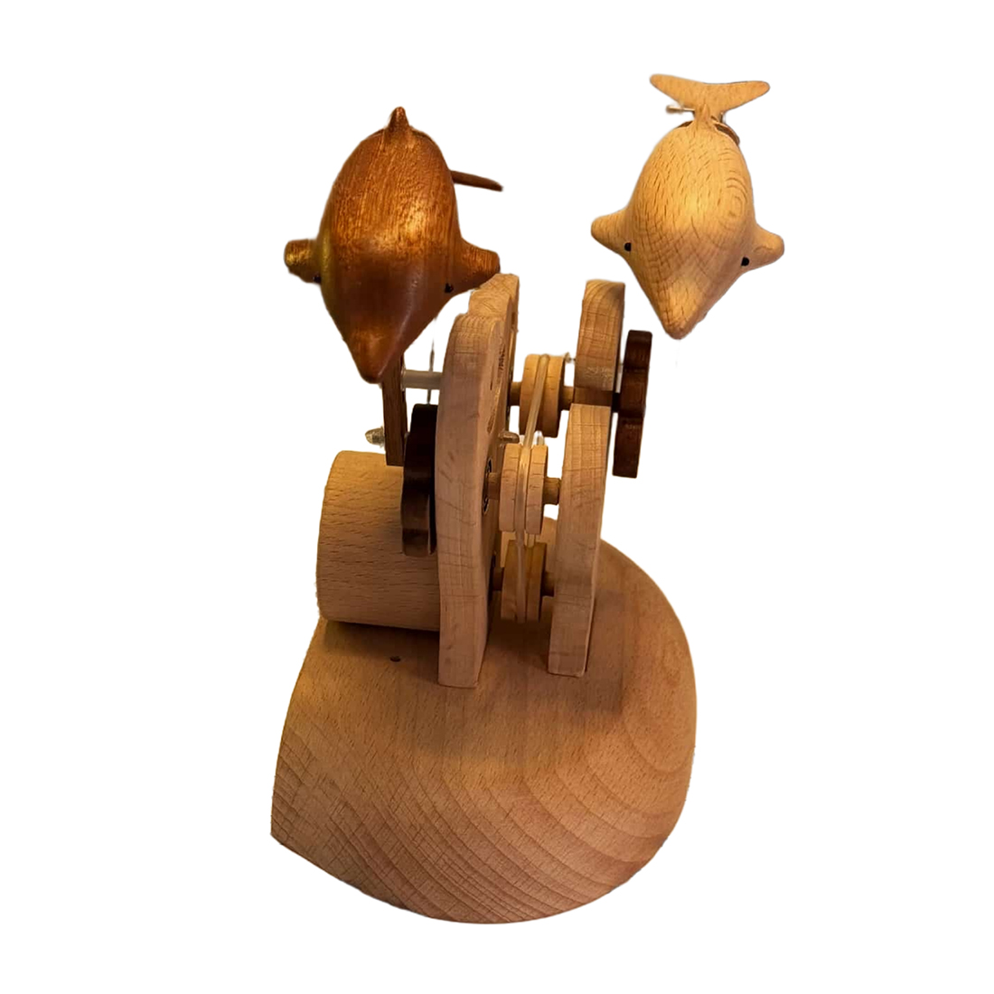 Handcarved Wooden Dolphin Automata Mechanical Sculpture