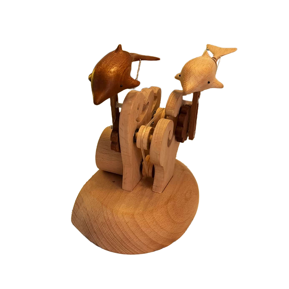 Handcarved Wooden Dolphin Automata Mechanical Sculpture