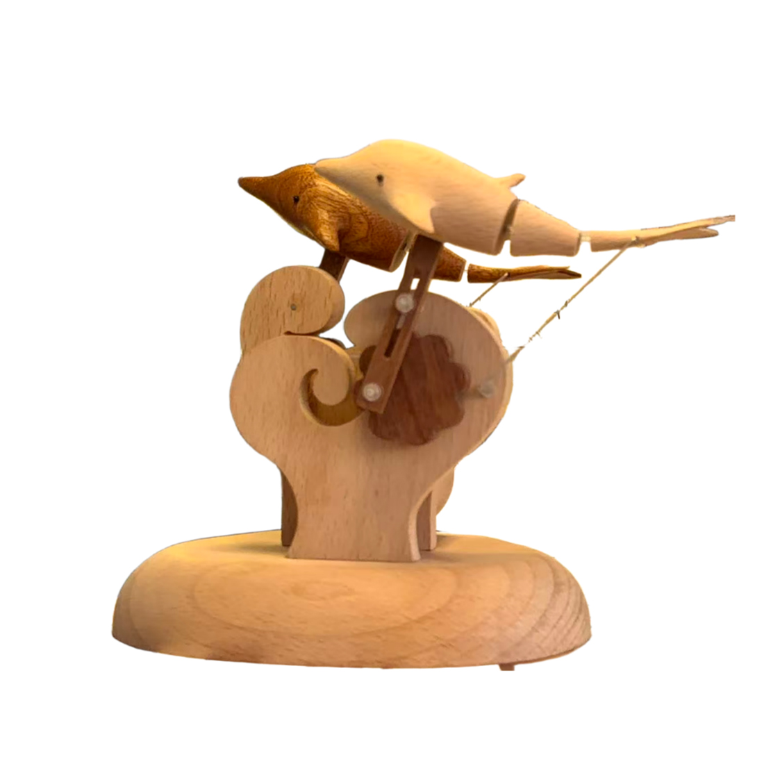 Handcarved Wooden Dolphin Automata Mechanical Sculpture