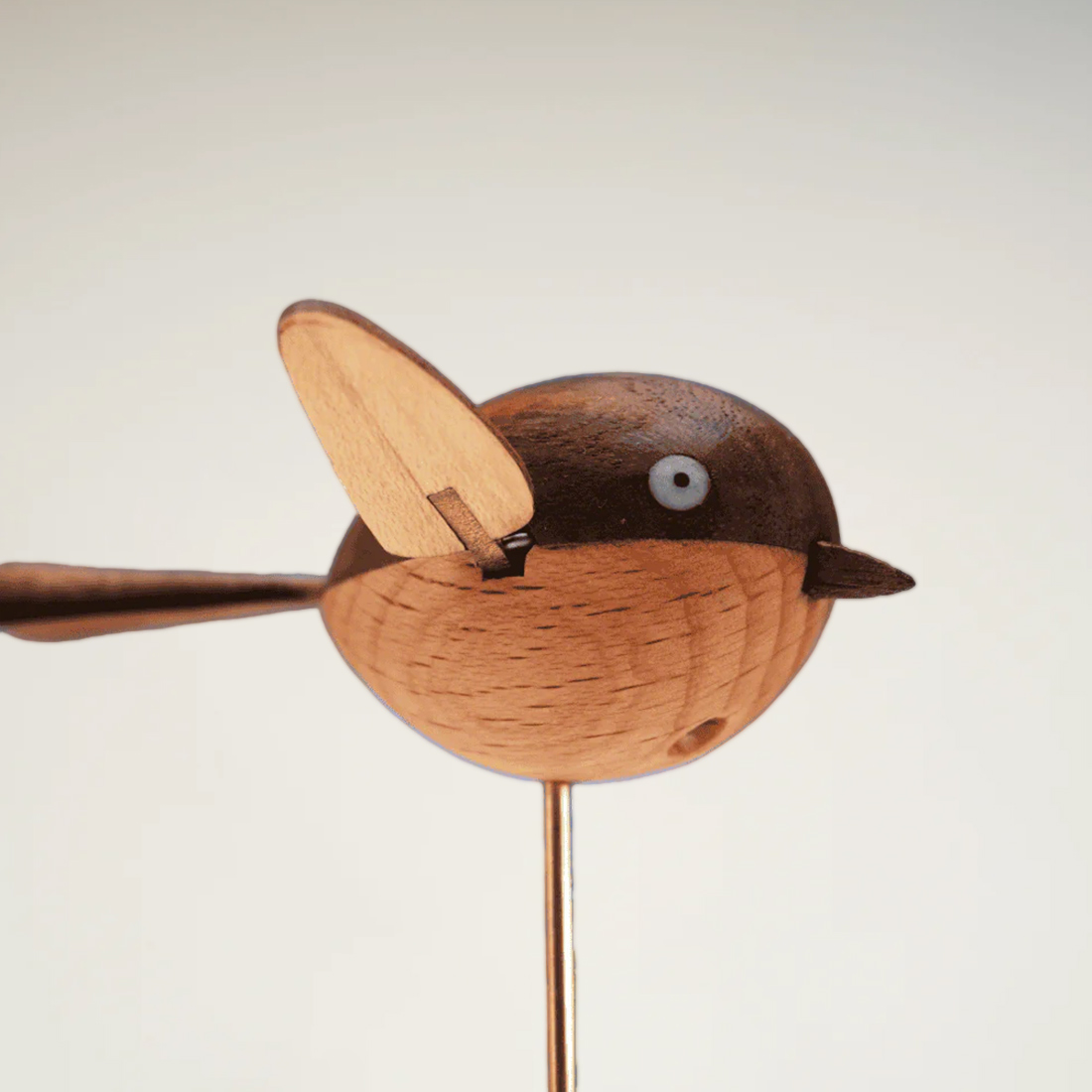 Handcarved Wooden Long-Tailed Tit Automata Mechanical Sculpture