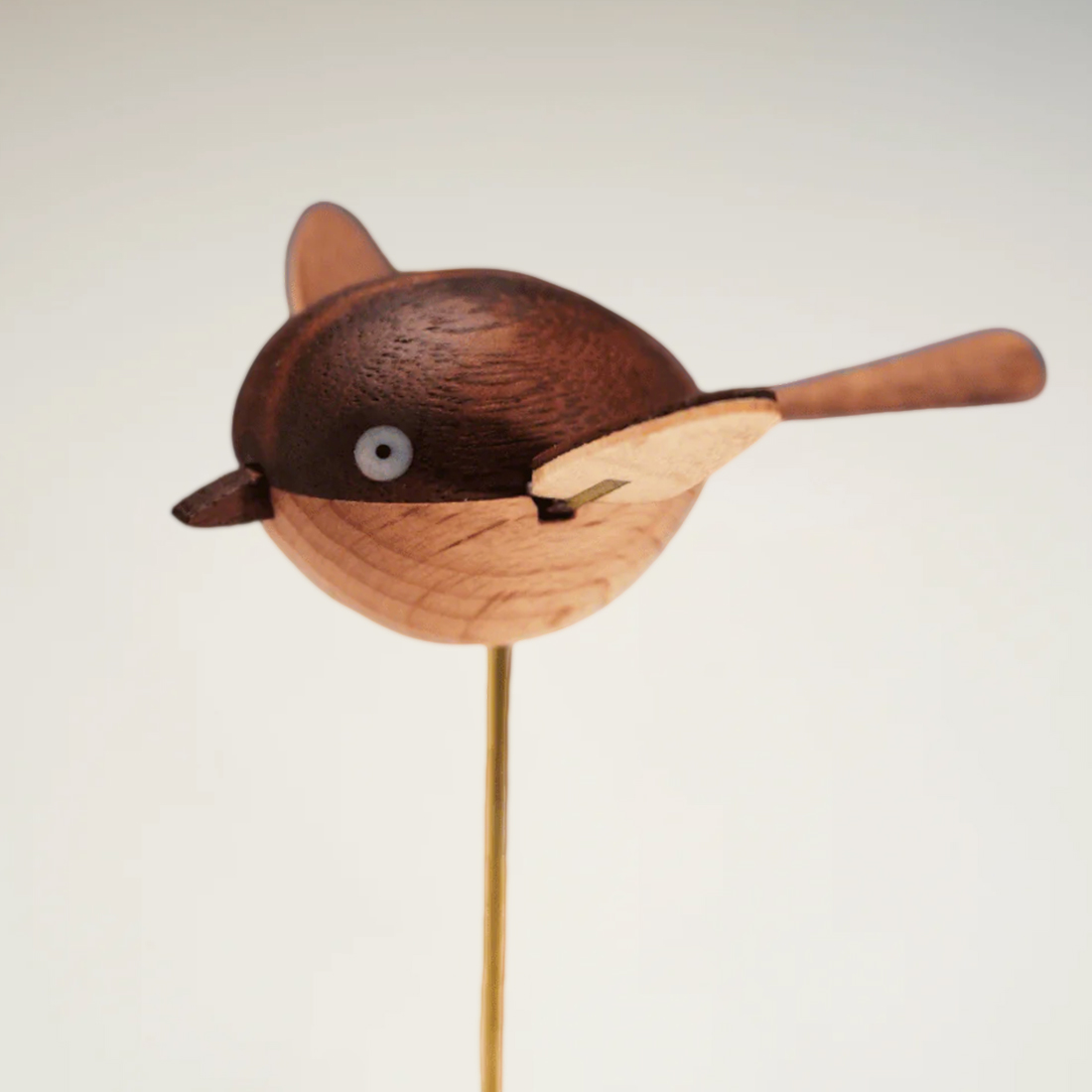 Handcarved Wooden Long-Tailed Tit Automata Mechanical Sculpture