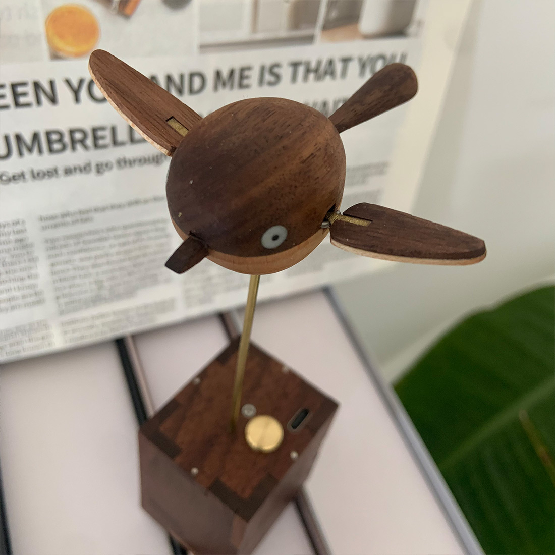 Handcarved Wooden Long-Tailed Tit Automata Mechanical Sculpture