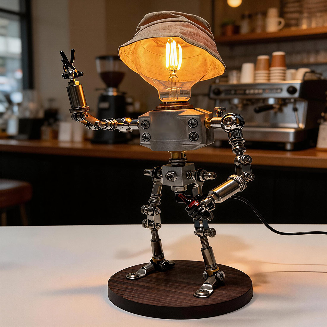 Industrial Style Robot Desk Lamp with Ambient Lighting(Pre-Assembled)