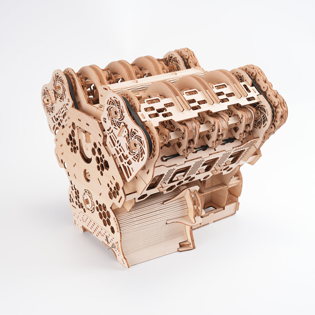W12 Running Engine Model Kit 1400+ PCS Functional 3D Wooden Mechanical Car Engine