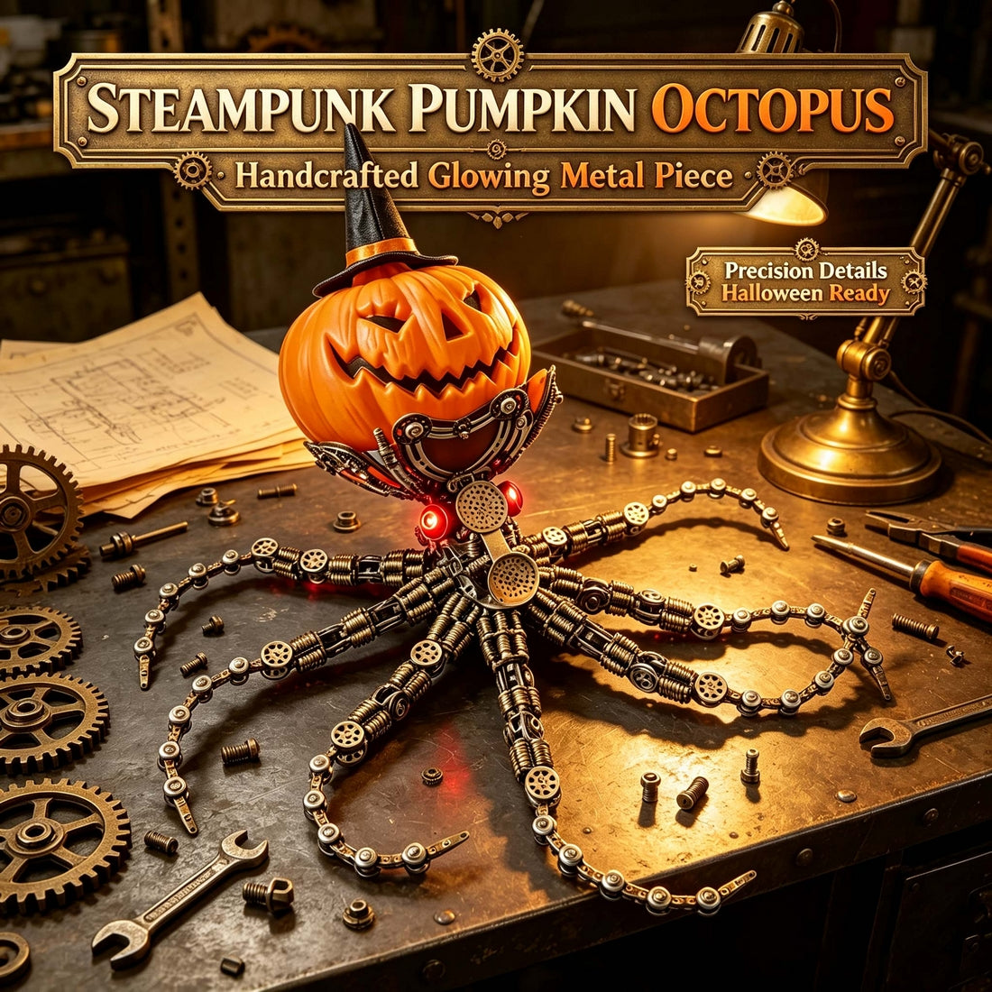 2400PCS+ Planet On Steampunk Mechanical Octopus Metal Model Kit Upgraded Version