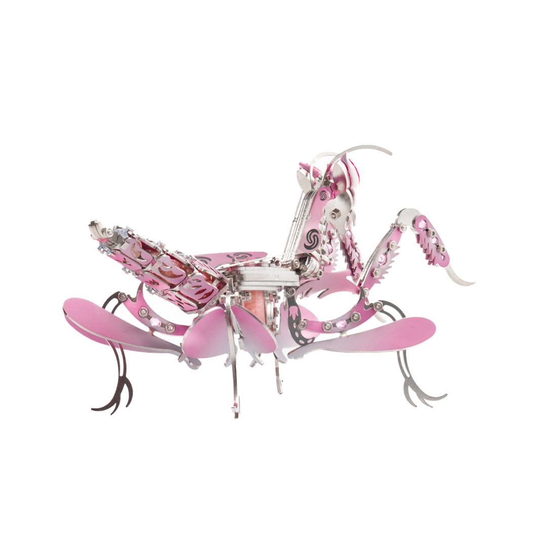 Orchid Mantis 3D DIY Mechanical Metal Insect Model Kit 100+ PCS Creative Trendy Display Pink