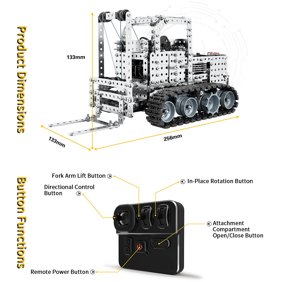 RC Metal Forklift  3D Metal Model Kit for Adults 1476 PCS Difficult Puzzle