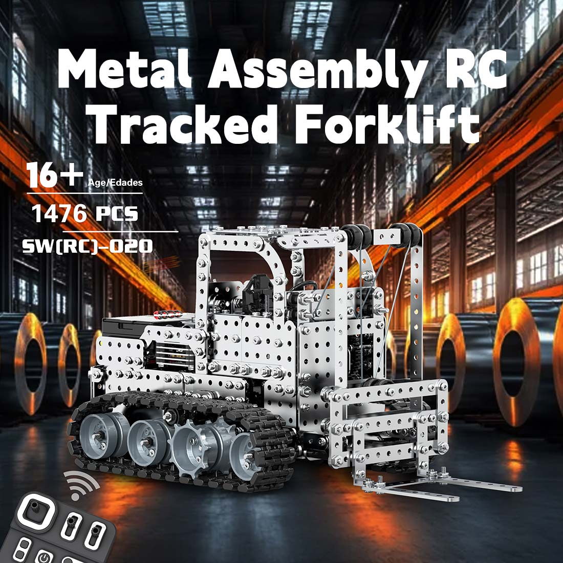 RC Metal Forklift  3D Metal Model Kit for Adults 1476 PCS Difficult Puzzle