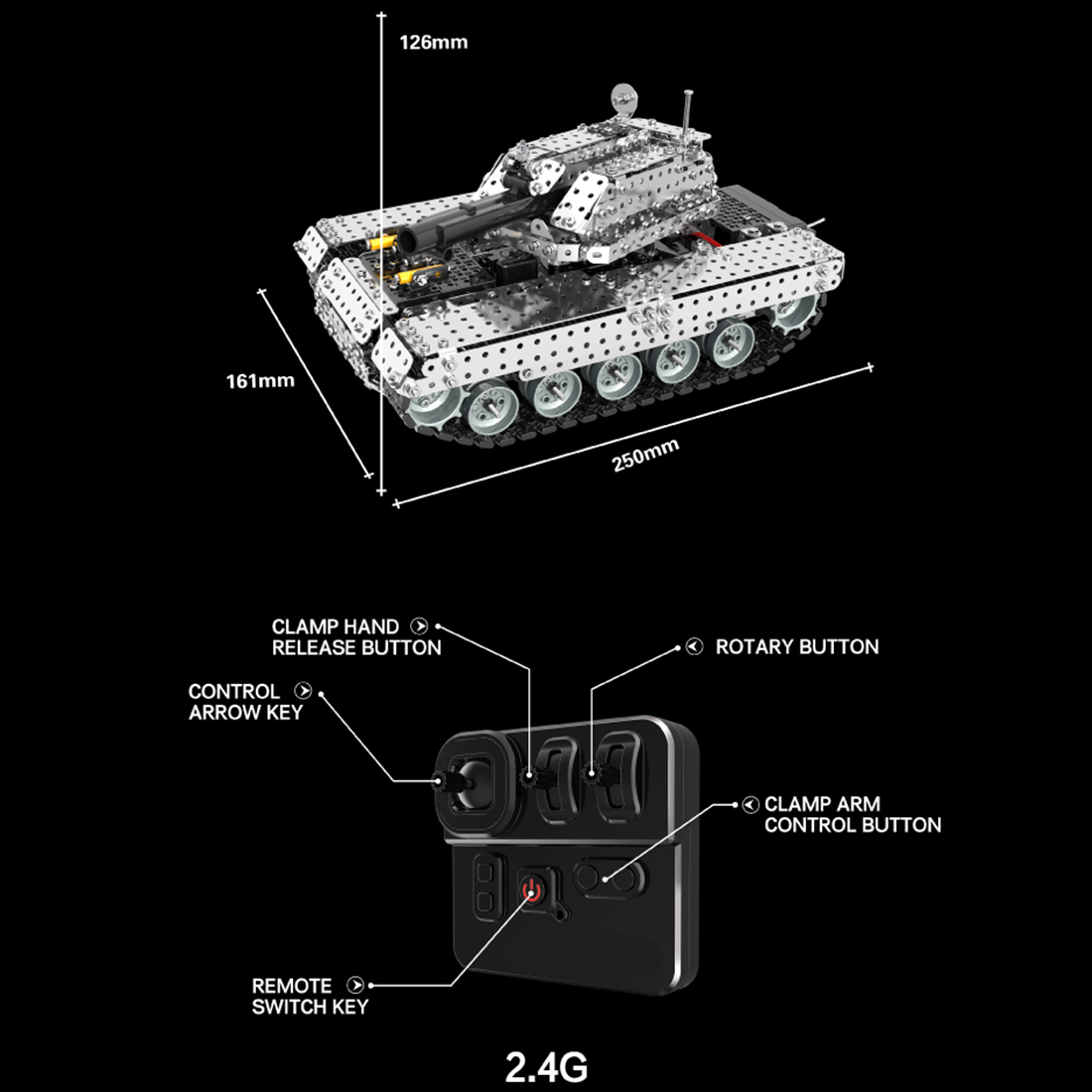 RC Metal Tank 3D Metal Model Kit for Adults 1715 PCS Difficult Puzzle
