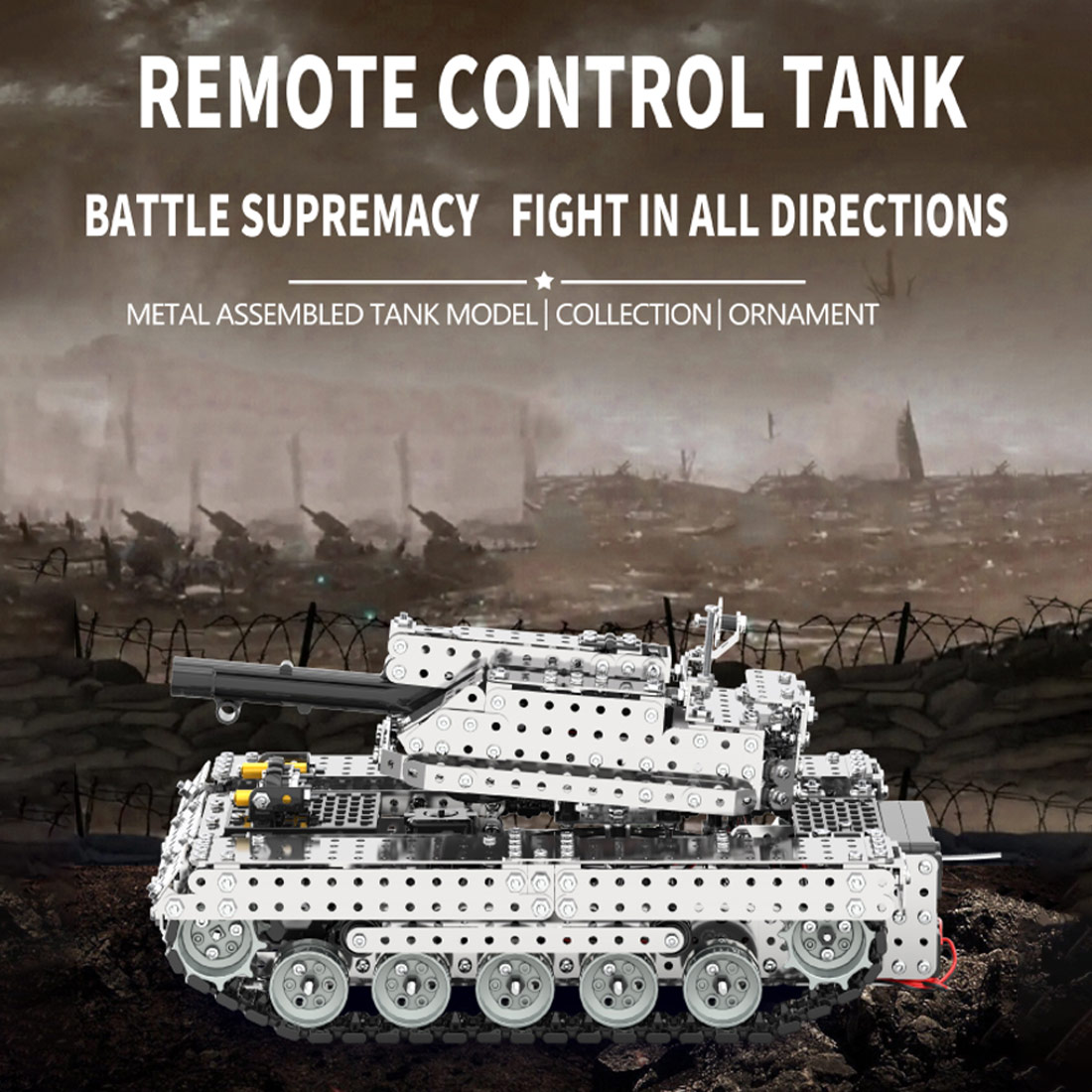 RC Metal Tank 3D Metal Model Kit for Adults 1715 PCS Difficult Puzzle