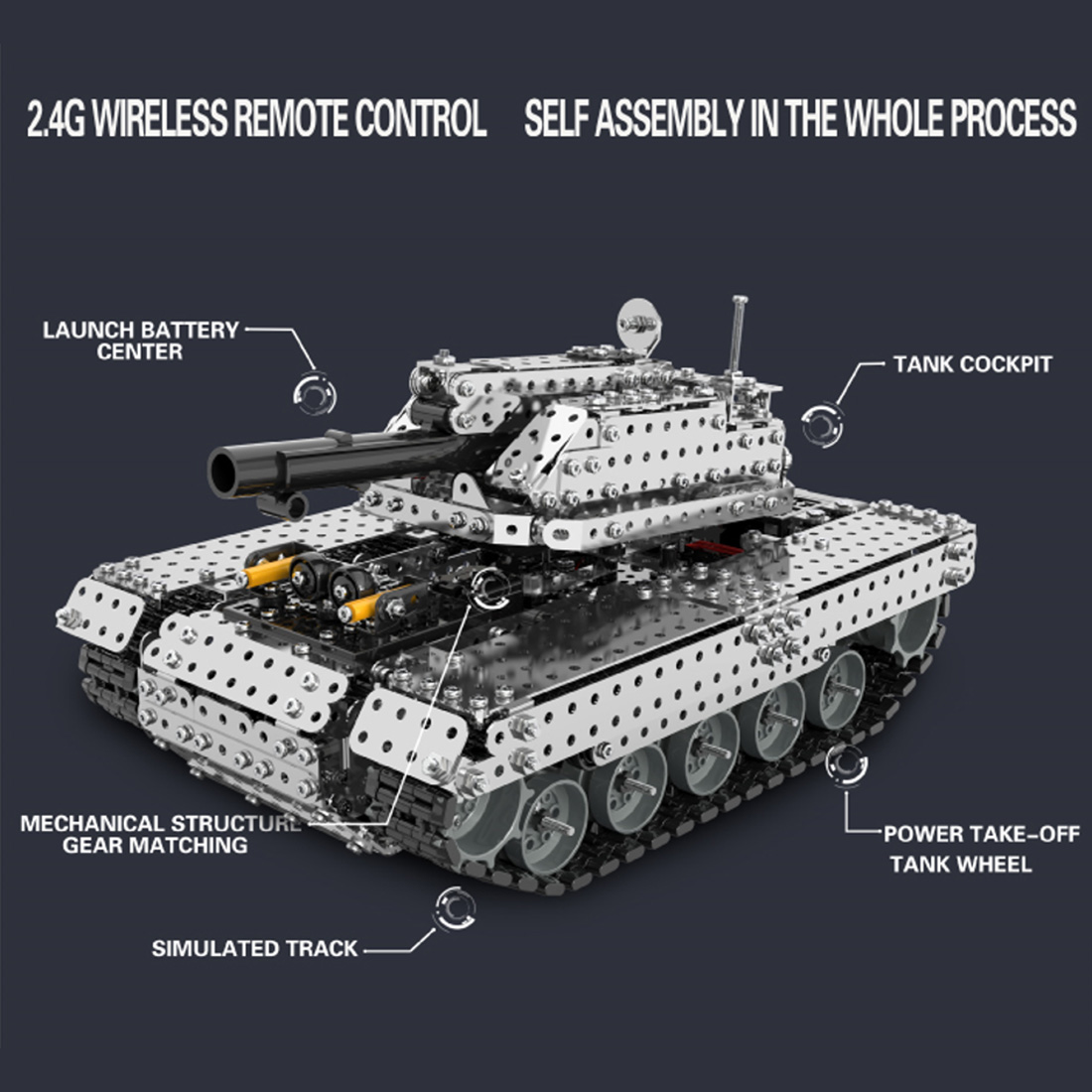 RC Metal Tank 3D Metal Model Kit for Adults 1715 PCS Difficult Puzzle