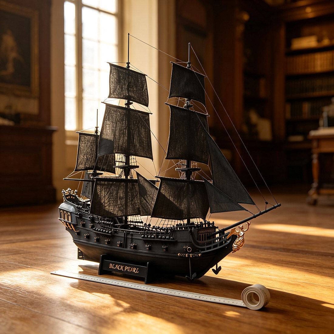 Black Pirate Ship 1/50 Scale Wooden Model Kit DIY Sailing Ship