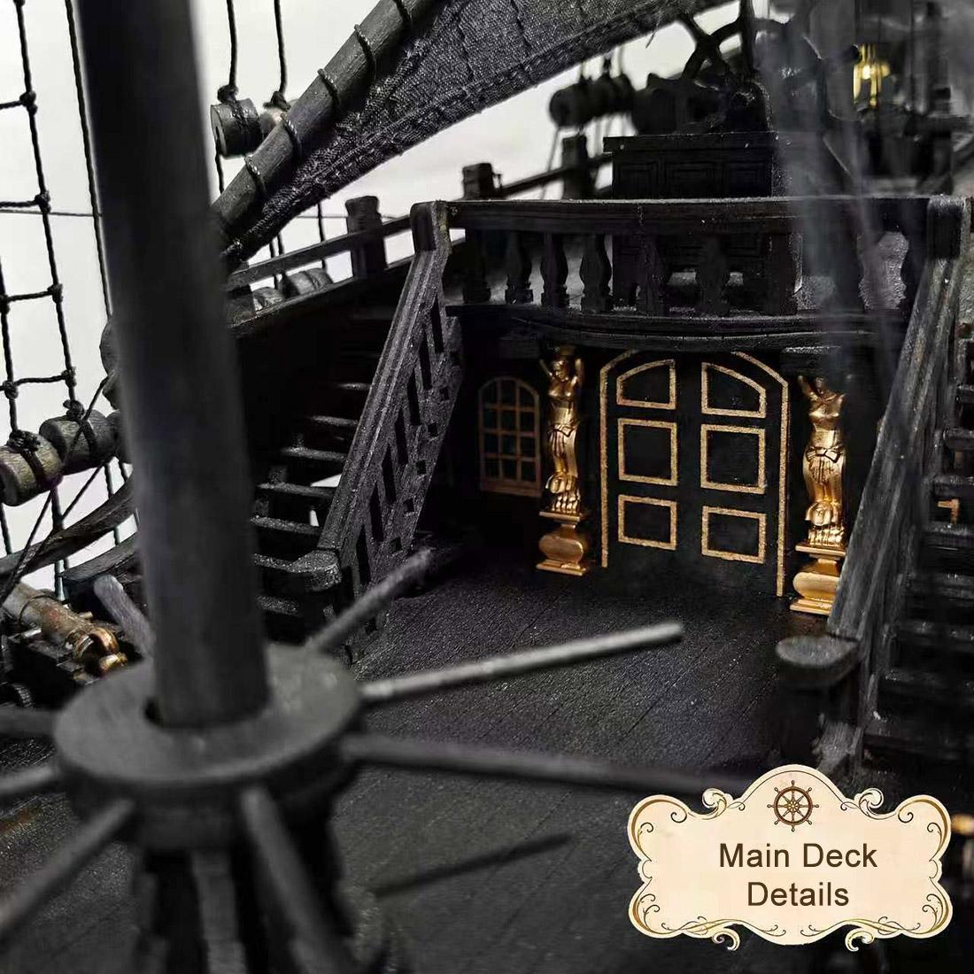 Black Pirate Ship 1/50 Scale Wooden Model Kit DIY Sailing Ship
