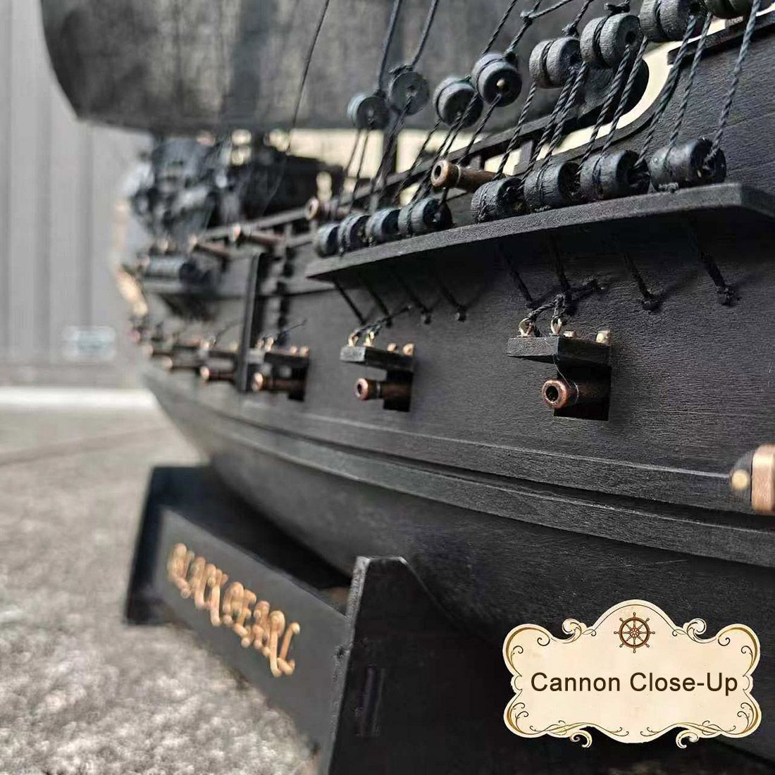 Black Pirate Ship 1/50 Scale Wooden Model Kit DIY Sailing Ship