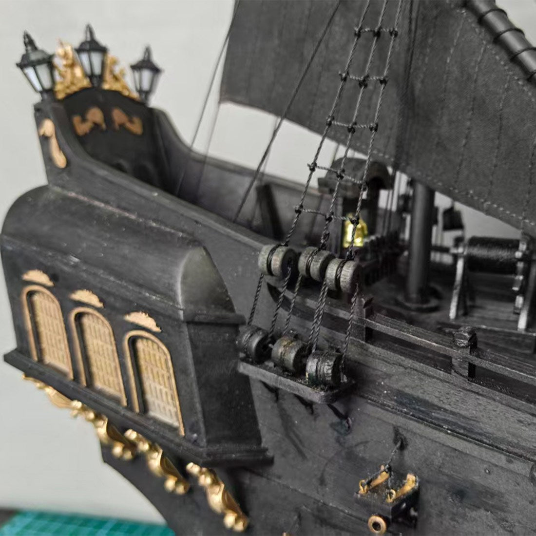 Black Pirate Ship 1/50 Scale Wooden Model Kit DIY Sailing Ship