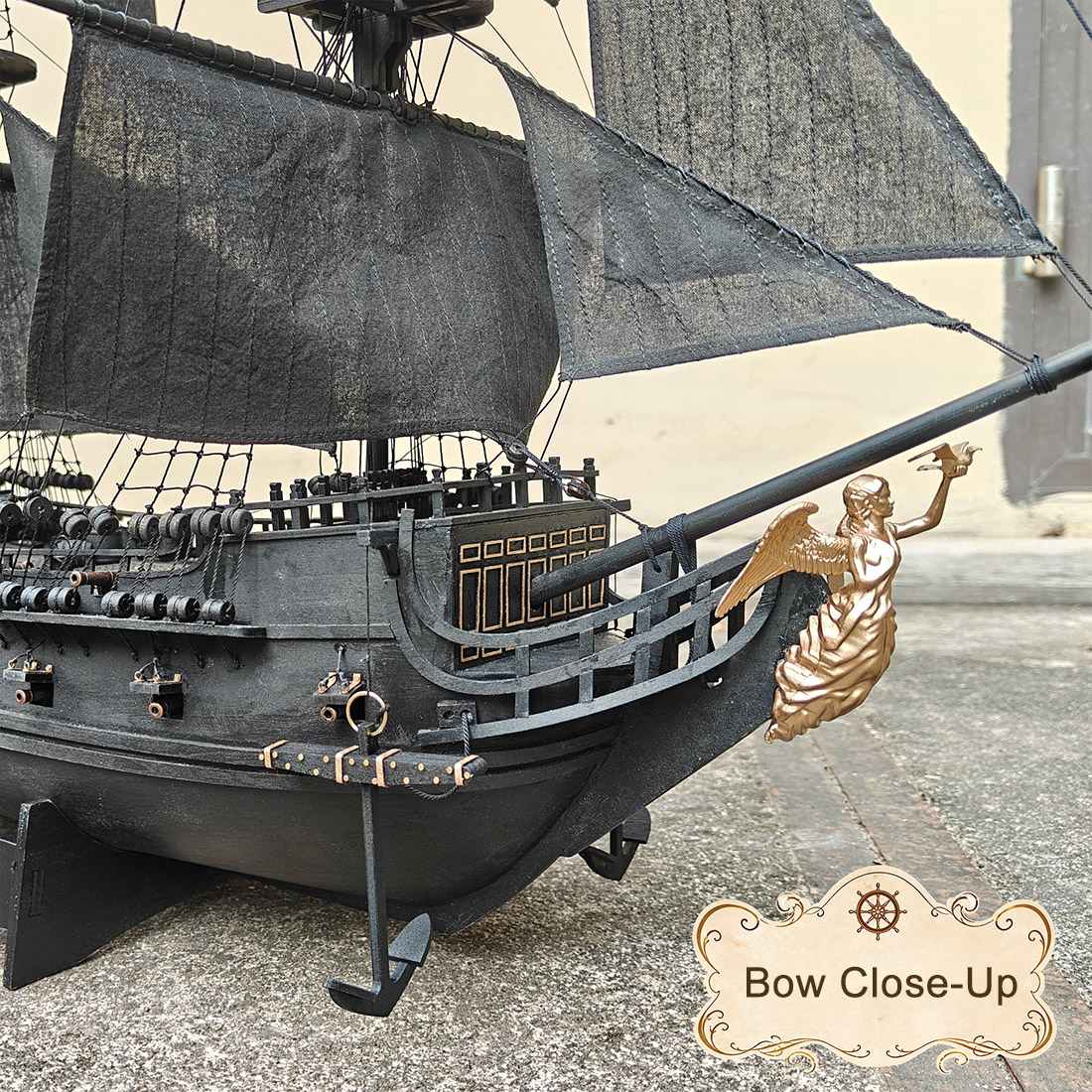 Black Pirate Ship 1/50 Scale Wooden Model Kit DIY Sailing Ship