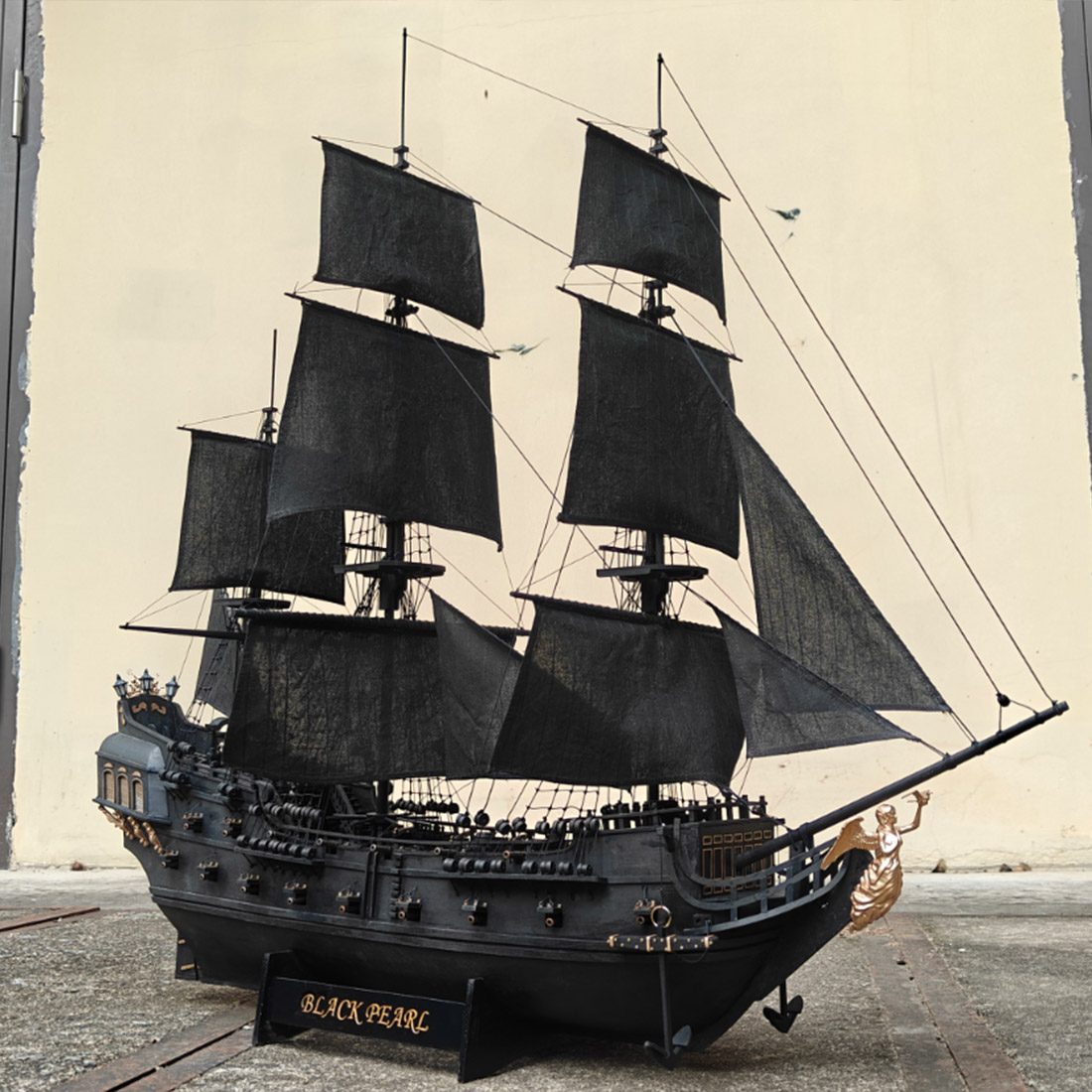 Black Pirate Ship 1/50 Scale Wooden Model Kit DIY Sailing Ship