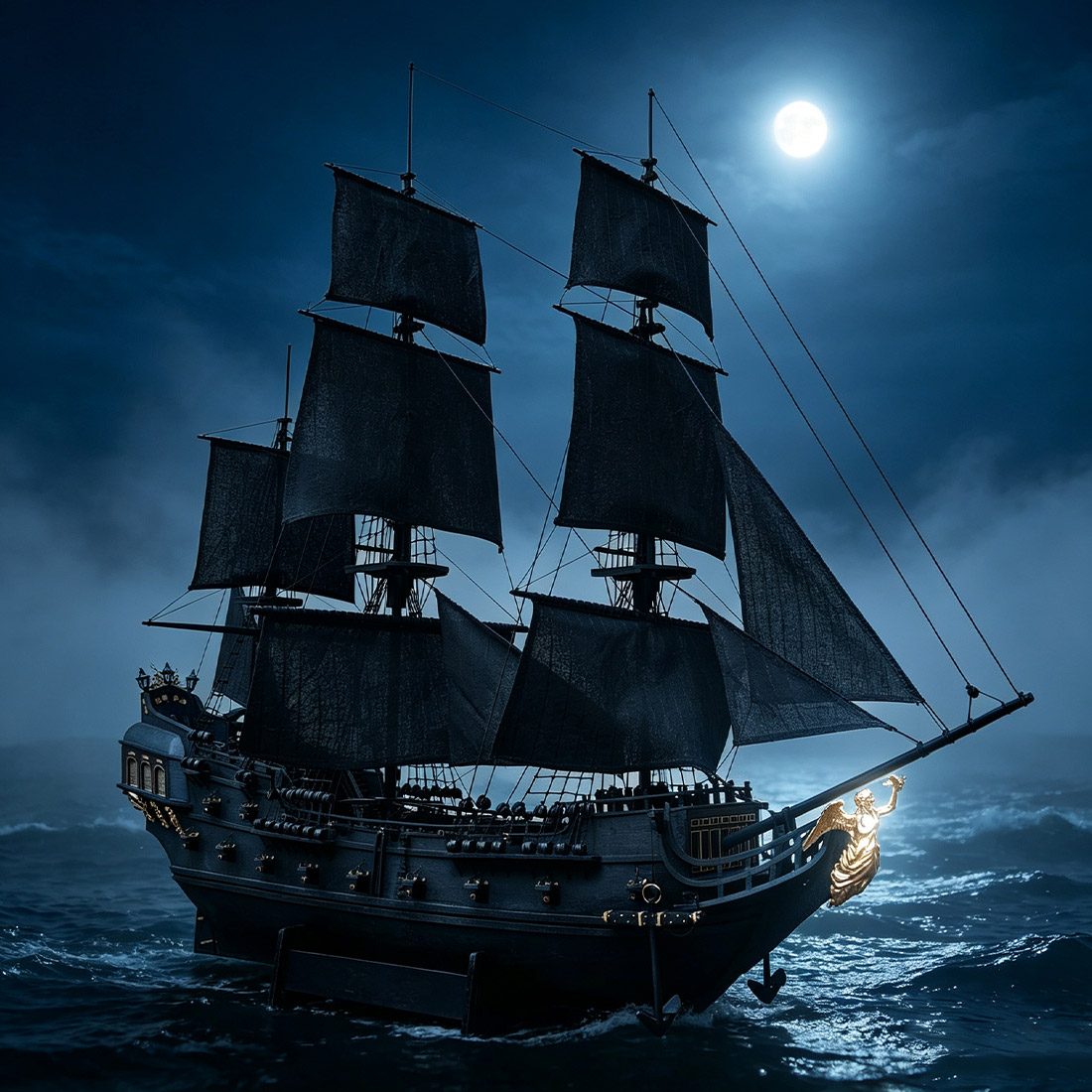 Black Pirate Ship 1/50 Scale Wooden Model Kit DIY Sailing Ship