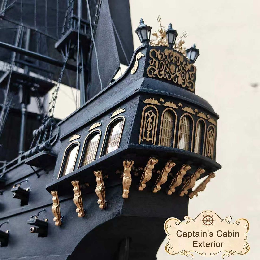 Black Pirate Ship 1/50 Scale Wooden Model Kit DIY Sailing Ship