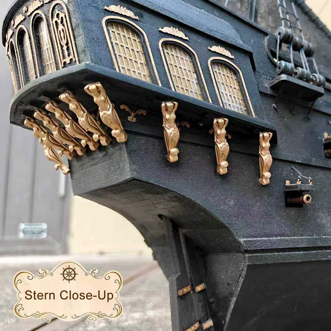 Black Pirate Ship 1/50 Scale Wooden Model Kit DIY Sailing Ship