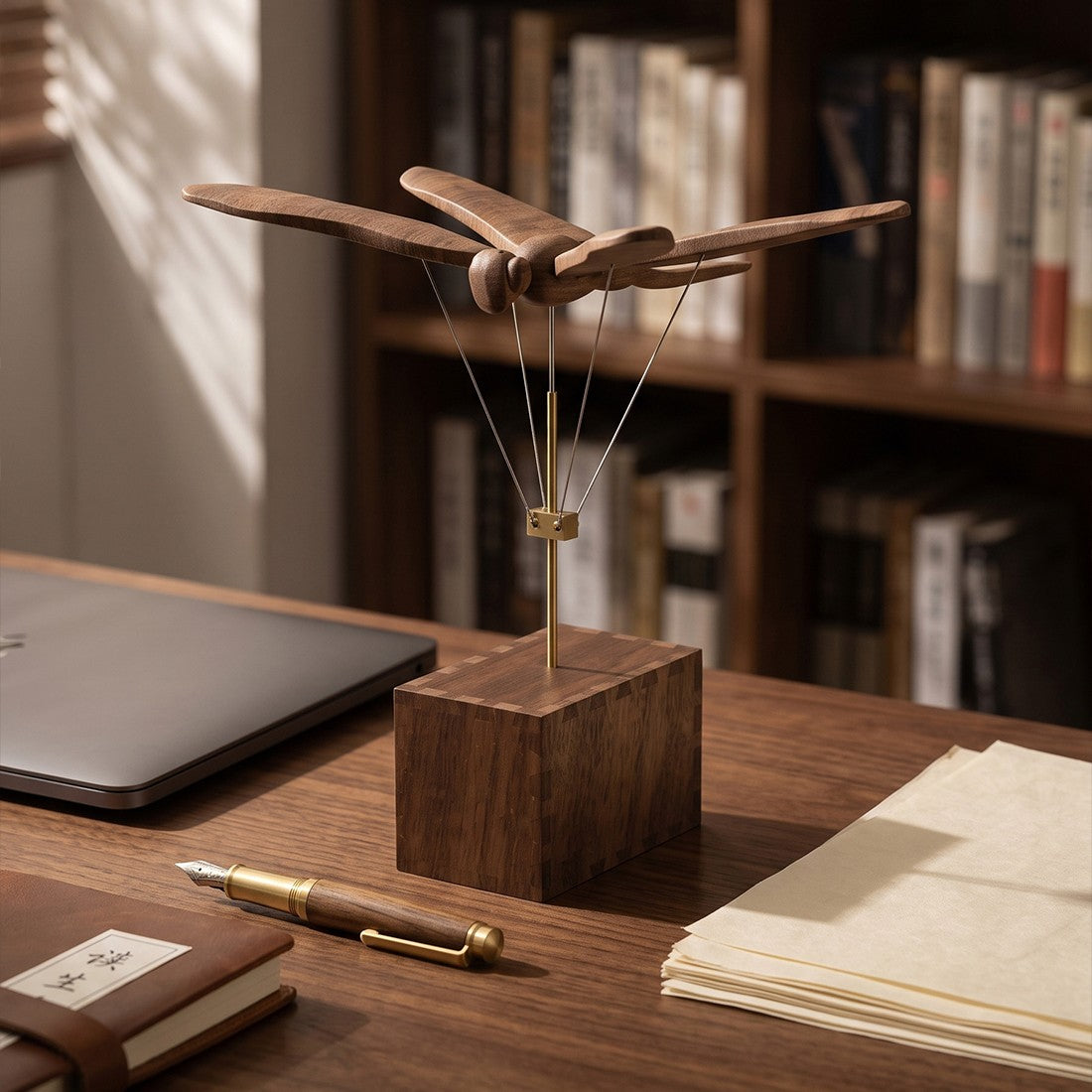 Mechanical Dragonfly Wooden Automaton Moving Wooden Sculpture