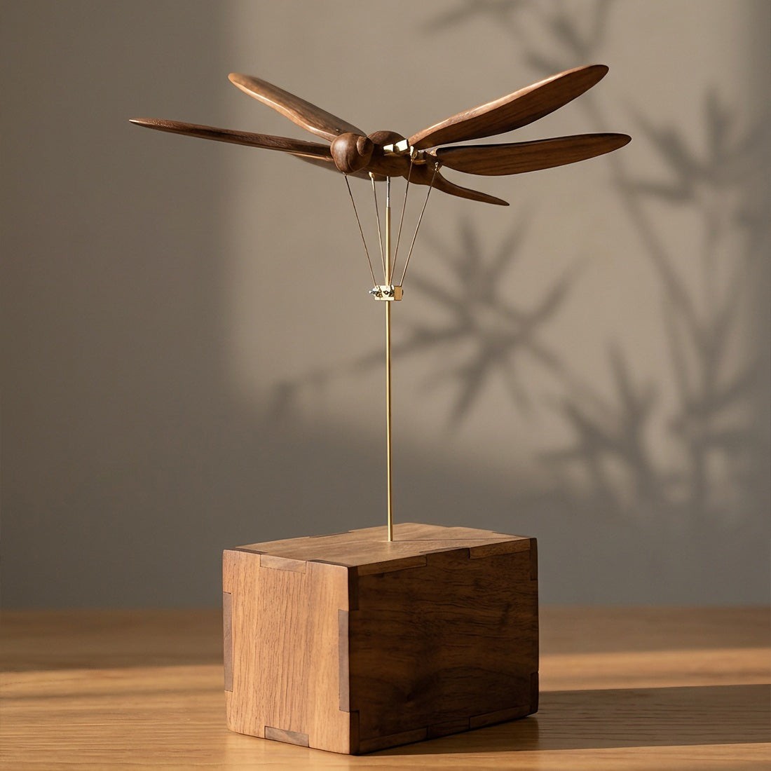 Mechanical Dragonfly Wooden Automaton Moving Wooden Sculpture