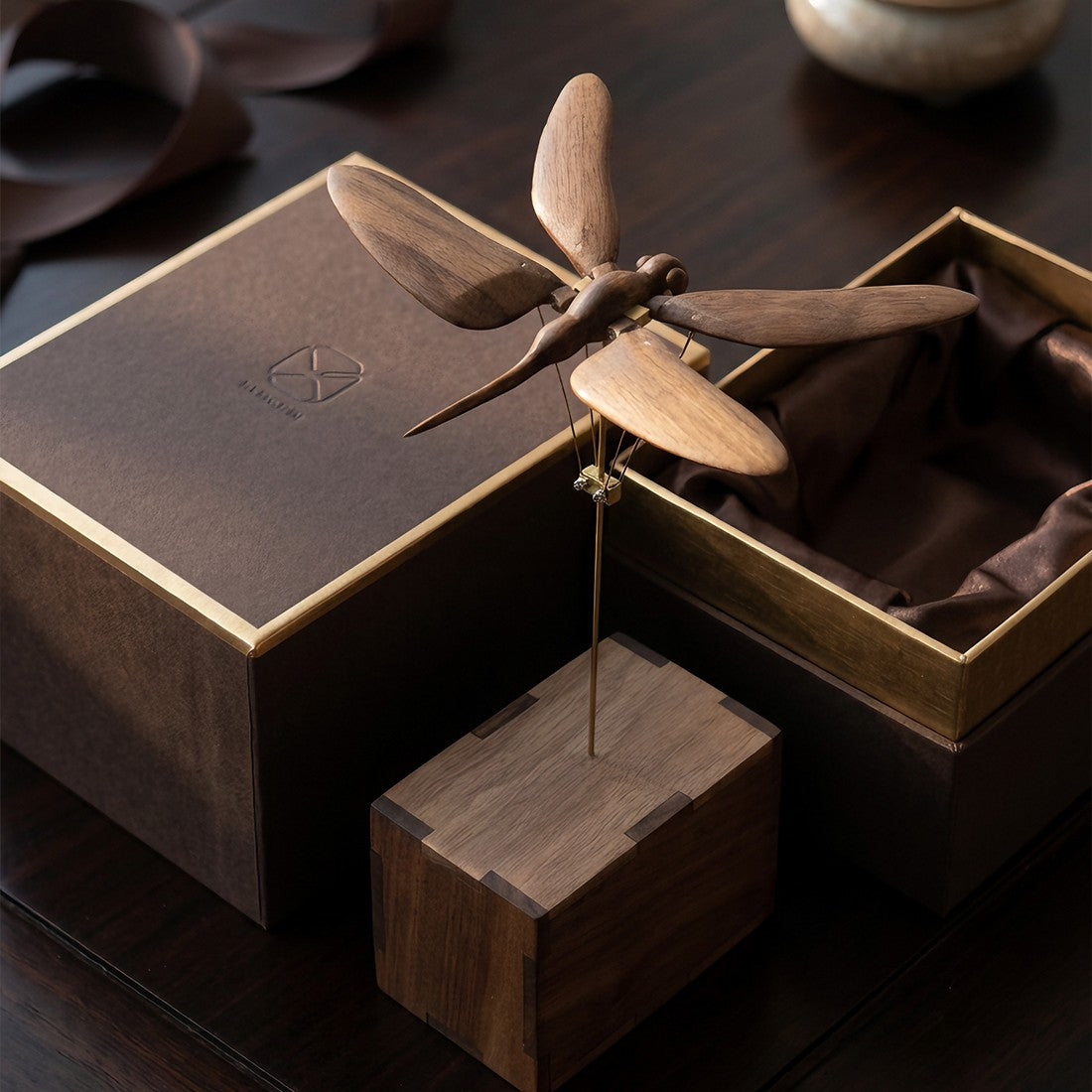 Mechanical Dragonfly Wooden Automaton Moving Wooden Sculpture