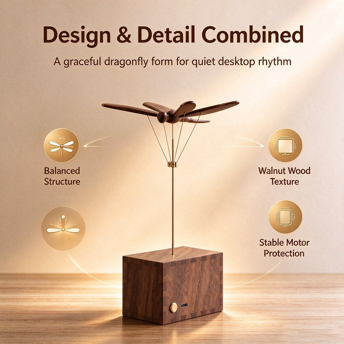 Mechanical Dragonfly Wooden Automaton Moving Wooden Sculpture