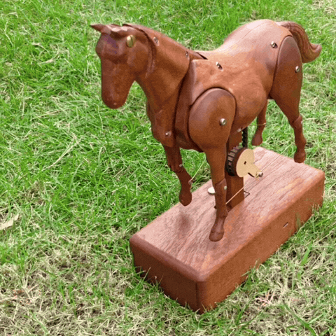 Mechanical Horse Wooden Automaton Model Dynamic Kinetic Sculpture Moving Limbs and Tail Fully Assembled Model