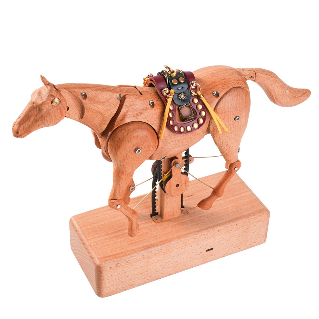 Mechanical Horse Wooden Automaton Model Dynamic Kinetic Sculpture Moving Limbs and Tail Fully Assembled Model