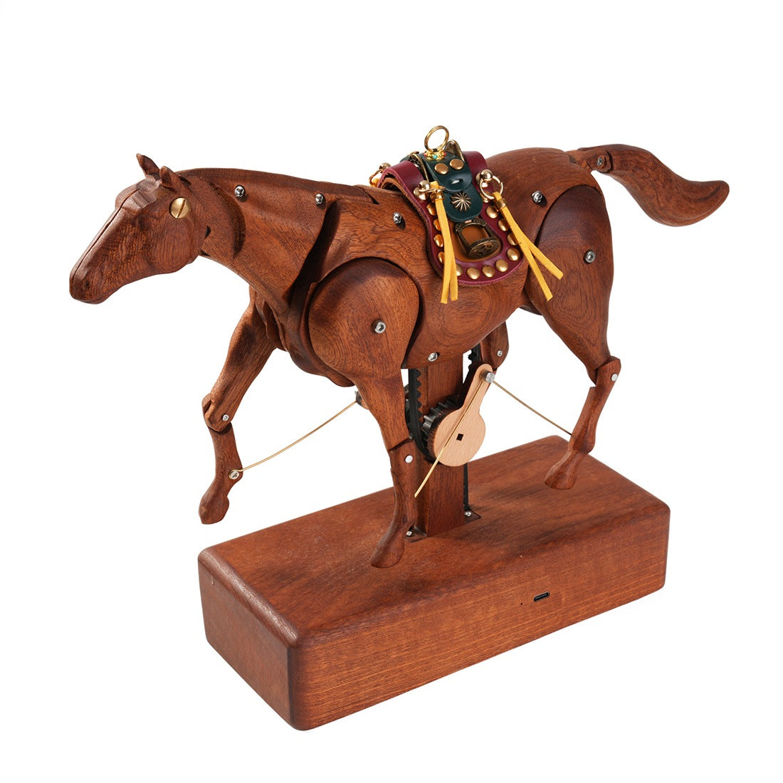 Mechanical Horse Wooden Automaton Model Dynamic Kinetic Sculpture Moving Limbs and Tail Fully Assembled Model