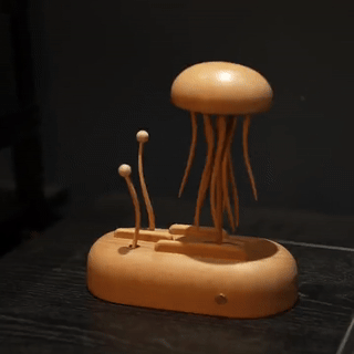 Hand Crafted Wooden Kinetic Jellyfish Bionic Ocean Automata  Model