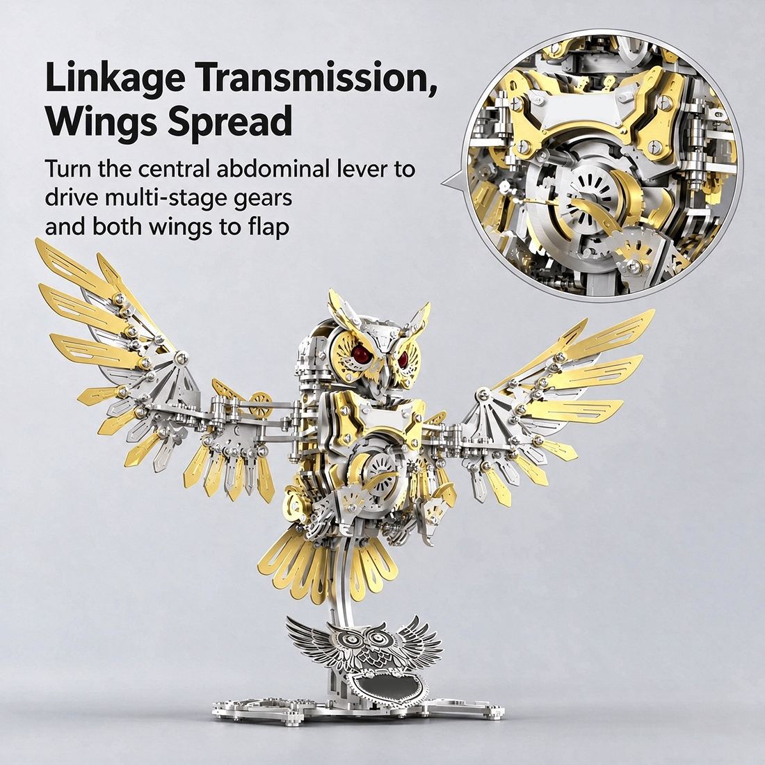 Metal Owl 3D Model DIY Mechanical Assembly Kit 700+ PCS